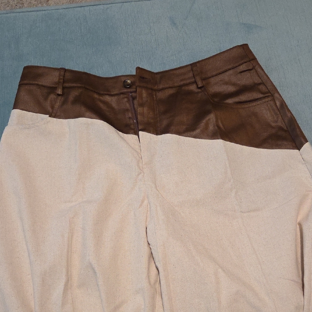 Two-Tone Brown and Cream Pants